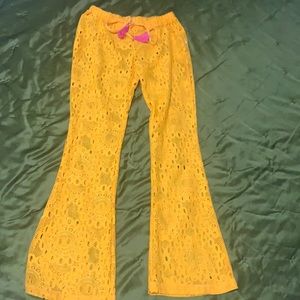 Bell bottom netted beach cover up